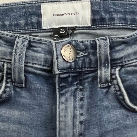 Current/Elliott Skinny Mid-Rise Raw Hem Distressed Jeans Sz: 25 - Picture 14 of 16